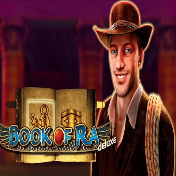 Book of Ra Deluxe slot logo by Novomatic at Zeturf Casino